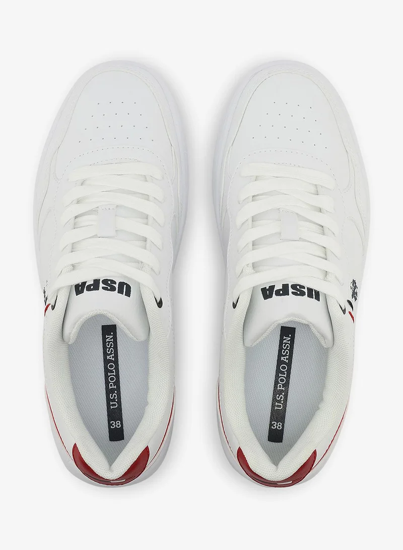 U.S. Polo Assn. white Women's White Low-Top Sneakers - Lightweight Lace-Up Design, Comfortable for Everyday Outfits for Women | Best Price UAE